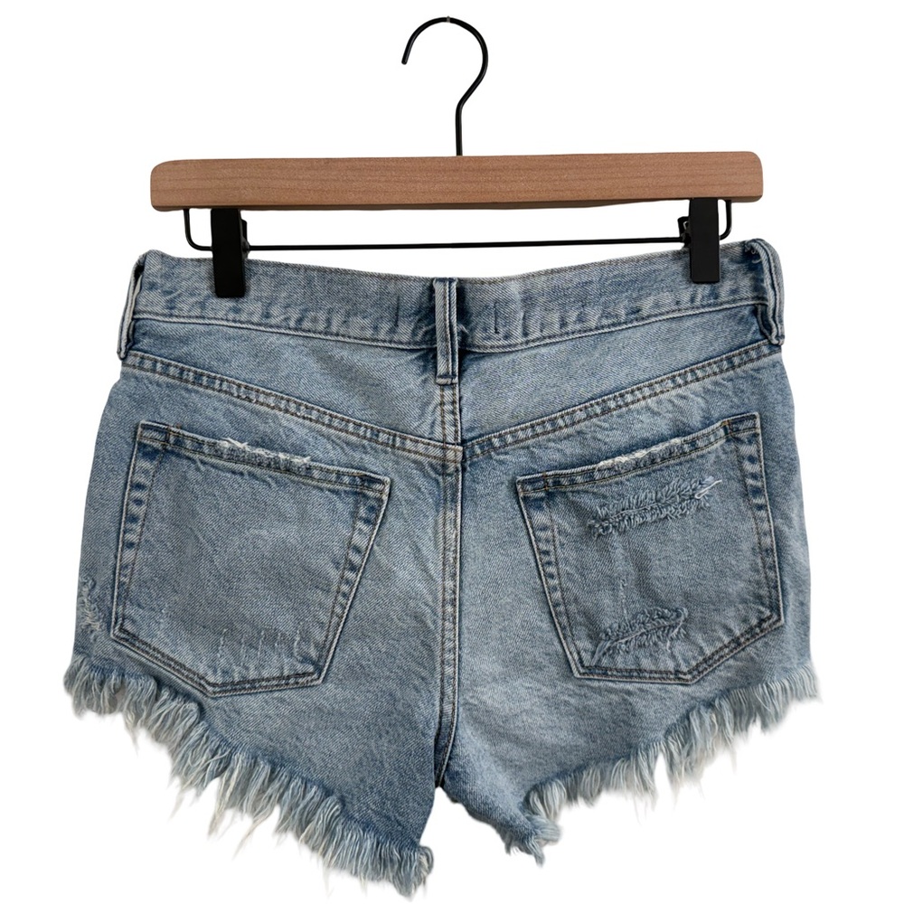 Free People Light Blue Distressed Jean Shorts - Picture 3 of 6